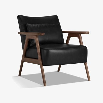 John Lewis John Lewis & Partners Hendricks Leather Armchair, Dark Wood Frame