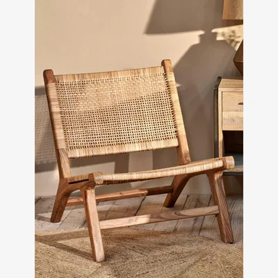 John Lewis Nkuku Madrisana Acacia and Rattan Lounger