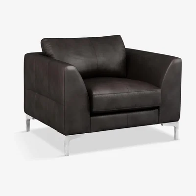 John Lewis John Lewis & Partners Belgrave Leather Armchair, Metal Leg