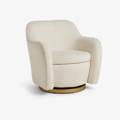 John Lewis John Lewis & Partners Snuggle Accent Swivel Chair, Gold Base
