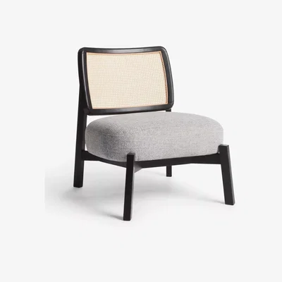 John Lewis ANYDAY John Lewis & Partners Dime Accent Chair, Dark Wood Frame, Aim Light Grey