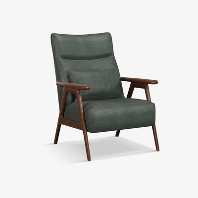 John Lewis John Lewis & Partners Hendricks High Back Leather Accent Chair, Dark Leg