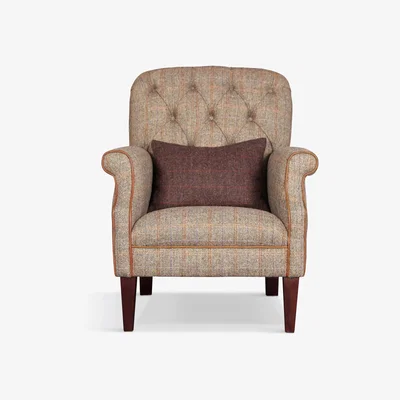 John Lewis Tetrad Flynn II Armchair, Bracken with Brompton Tan Leather Piping
