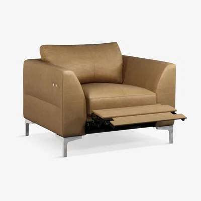 John Lewis John Lewis & Partners Belgrave Motion Leather Armchair with Footrest Mechanism, Metal Leg