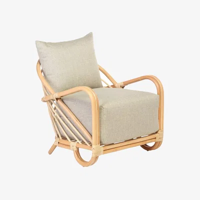 John Lewis Desser Royal Roma Arched Rattan Lounge Chair, Natural/Green