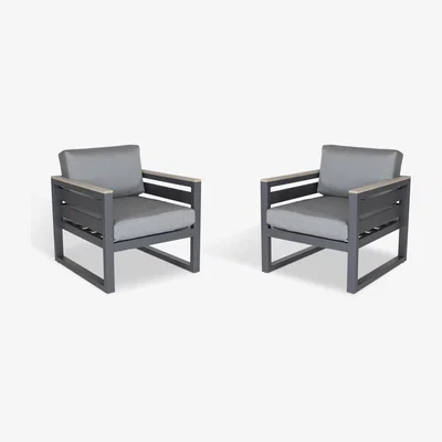 John Lewis KETTLER Elba Grande Garden Armchair Chair, Set of 2, Grey