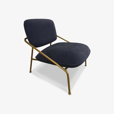 John Lewis ANYDAY John Lewis & Partners Slipper Lounge Chair, Gold Metal Frame, Navy Cord