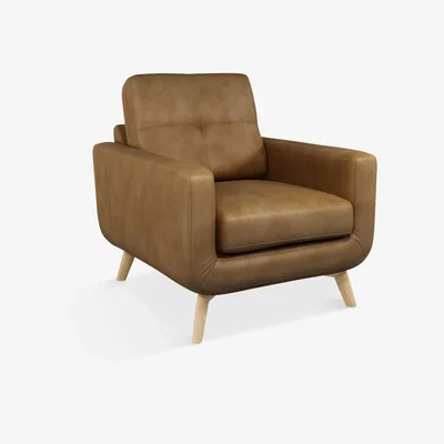 John Lewis John Lewis & Partners Barbican Leather Armchair, Light Leg, Demetra Light Tan