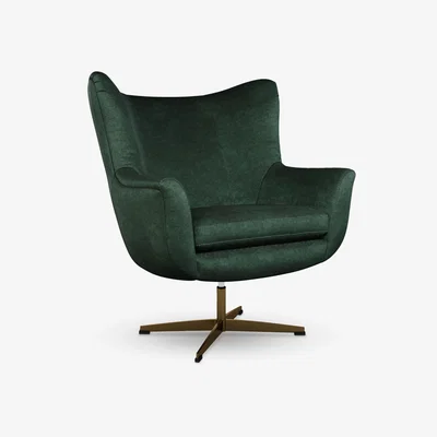 John Lewis John Lewis & Partners Swivel Armchair, Gold Metal Base, Jade Chenille