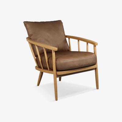 John Lewis Croft Collection Frome Leather Armchair, Light Wood Frame