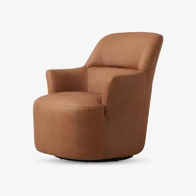 John Lewis Halo Tuxedo Leather Swivel Chair, Hand Tipped Camel