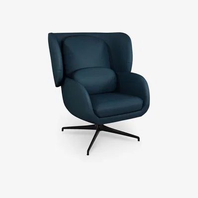 John Lewis John Lewis & Partners Cocoon Swivel Armchair, Light Leg, Petrol Blue Felt