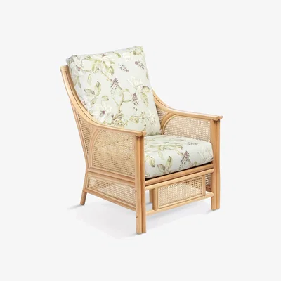 John Lewis Desser Chester Lily Rattan Lounge Chair, Floral Green/Natural