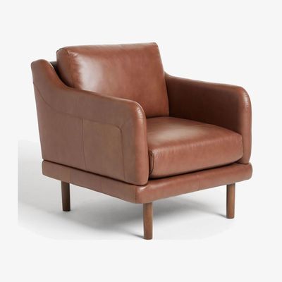 John Lewis House by John Lewis Sweep Leather Armchair, Dark Leg, Contempo Castanga