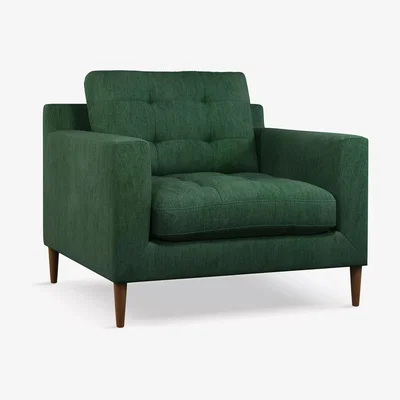 John Lewis John Lewis Draper Armchair, Dark Leg, Fine Chenille Forest Green
