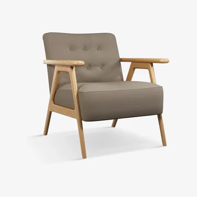 John Lewis John Lewis & Partners Hendricks Buttoned Armchair, Light Leg, Twill Dark Natural