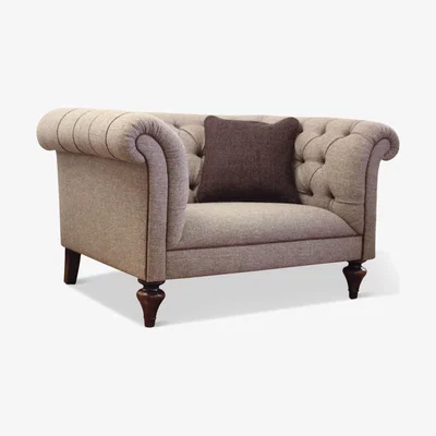 John Lewis Tetrad Gleneagles Snuggler Sofa, Harris Tweed Heather Tweed with Brompton Tan Piping
