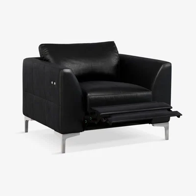John Lewis John Lewis & Partners Belgrave Motion Leather Armchair with Footrest Mechanism, Metal Leg
