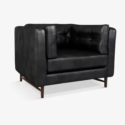 John Lewis John Lewis & Partners Booth Leather Snuggler, Dark Leg