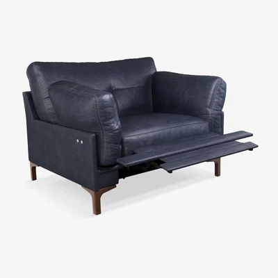 John Lewis John Lewis & Partners Java II Motion Leather Armchair with Footrest Mechanism, Dark Leg