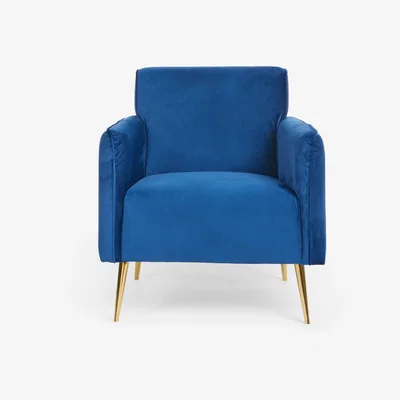 John Lewis John Lewis Box Armchair, Gold Leg, Blue Velvet