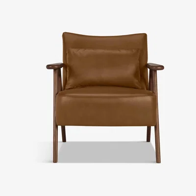 John Lewis John Lewis & Partners Hendricks Leather Armchair, Dark Wood Frame