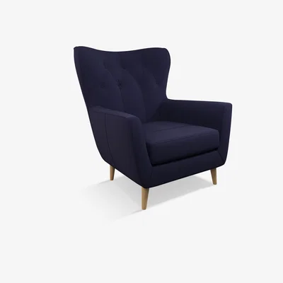 John Lewis John Lewis & Partners Thomas Buttoned Armchair, Light Leg, Easy Clean Brushed Navy