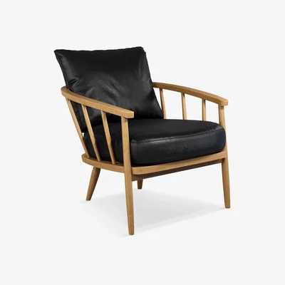 John Lewis Croft Collection Frome Leather Armchair, Light Wood Frame