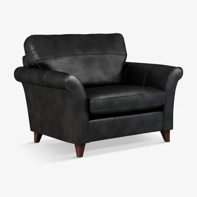 John Lewis John Lewis & Partners Charlotte High Back Leather Snuggler, Dark Leg