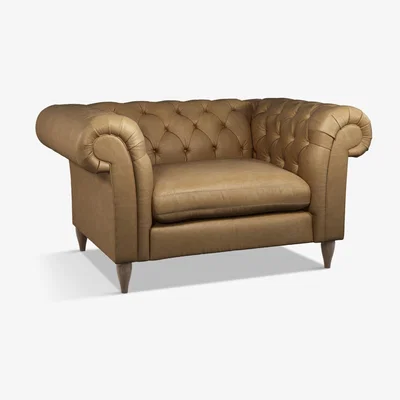 John Lewis John Lewis & Partners Cromwell Chesterfield Leather Snuggler, Dark Leg