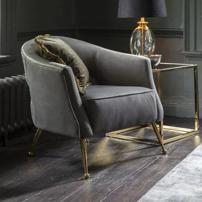 Knees Barkley Velvet Armchair - Grey