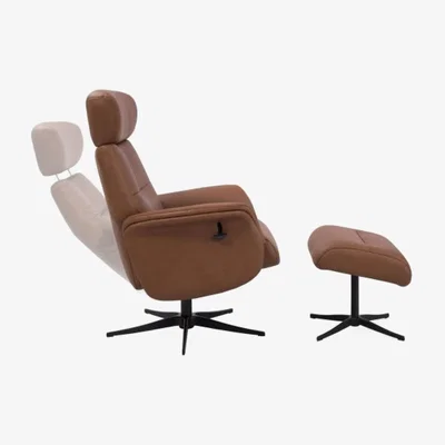 Knees Panama Swivel Recliner & Footstool - Tan/Black