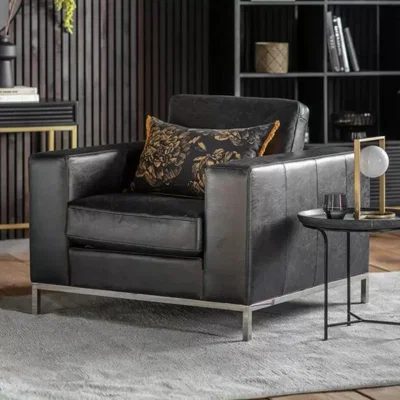 Knees Ancona Leather Armchair - Black