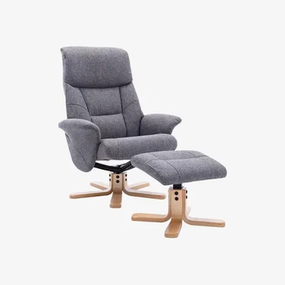 Knees Marseille Swivel Recliner & Footstool - Slate/Natural