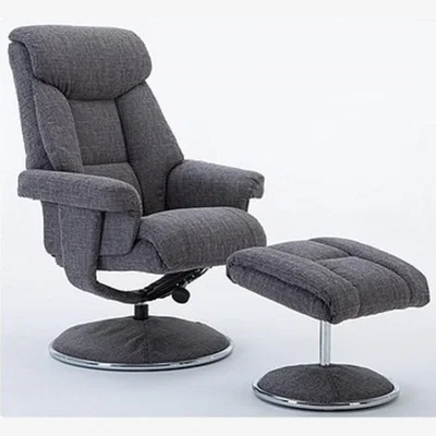 Knees Biarritz Swivel Recliner & Footstool - Lisbon Wheat/Chrome Trim