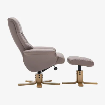 Knees Florence Swivel Recliner & Footstool - Earth/Mid Oak