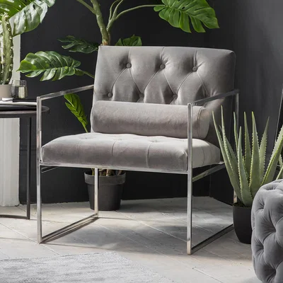 Knees Garcia Velvet Armchair - Mirage Grey
