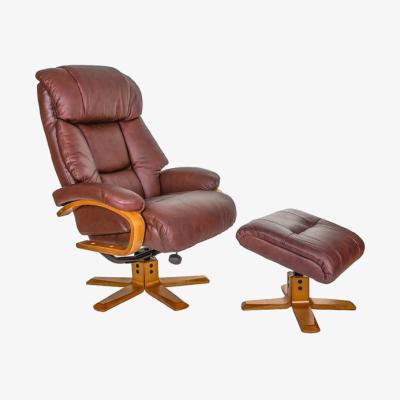 Knees Nice Swivel Recliner & Footstool - Chestnut/Cherry