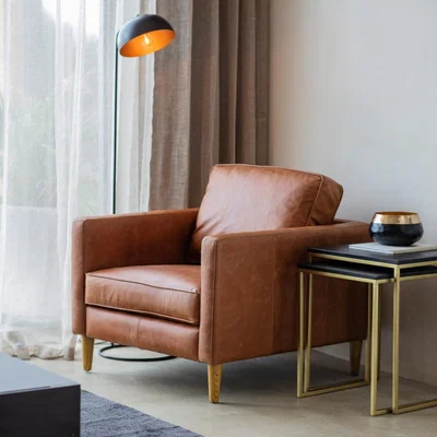 Knees George Leather Armchair - Vintage Brown