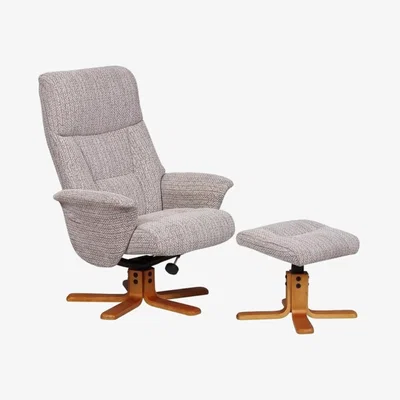 Knees Marseille Swivel Recliner & Footstool - Wheat/Cherry