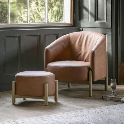 Knees Liston Leather Armchair - Vintage Brown