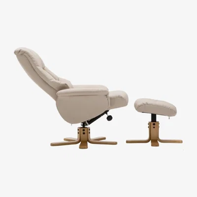 Knees Florence Swivel Recliner & Footstool - Cream/Autumn Oak