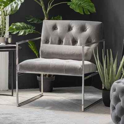 Knees Garcia Velvet Armchair - Mirage Grey