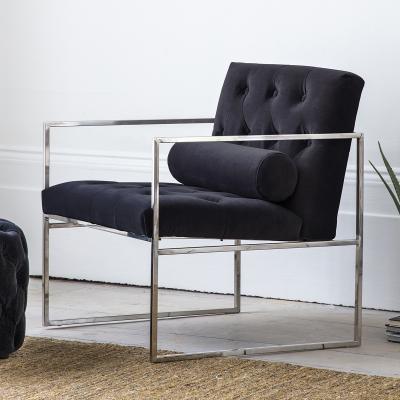 Knees Garcia Velvet Armchair - Jet Black