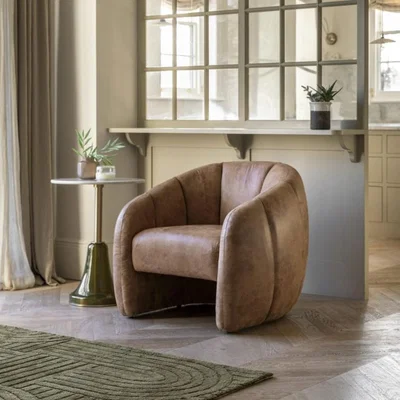 Knees Atella Leather Tub Chair - Antique Tan