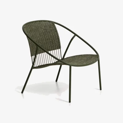 Kave Home Atrani stackable armchair in galvanized steel and green rope
