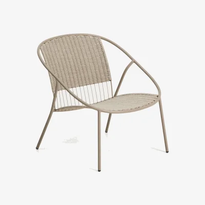 Kave Home Atrani armchair in galvanized steel and taupe rope