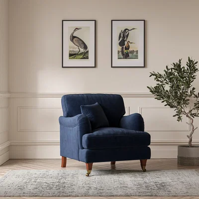 La Redoute Emeline Velvet Armchair with Antique Castor Legs