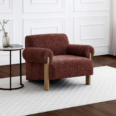 La Redoute Atlas Chunky Chenille Weave Chair with Oak Legs