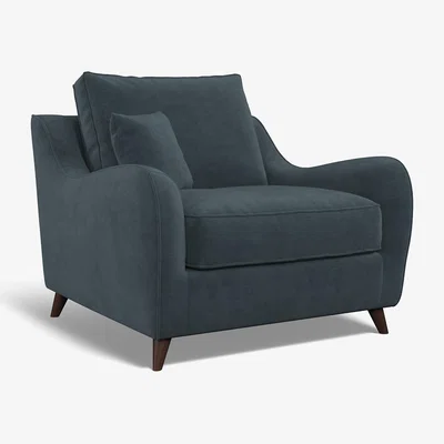 La Redoute Amelia Textured Velvet Armchair with Dark Wood Legs